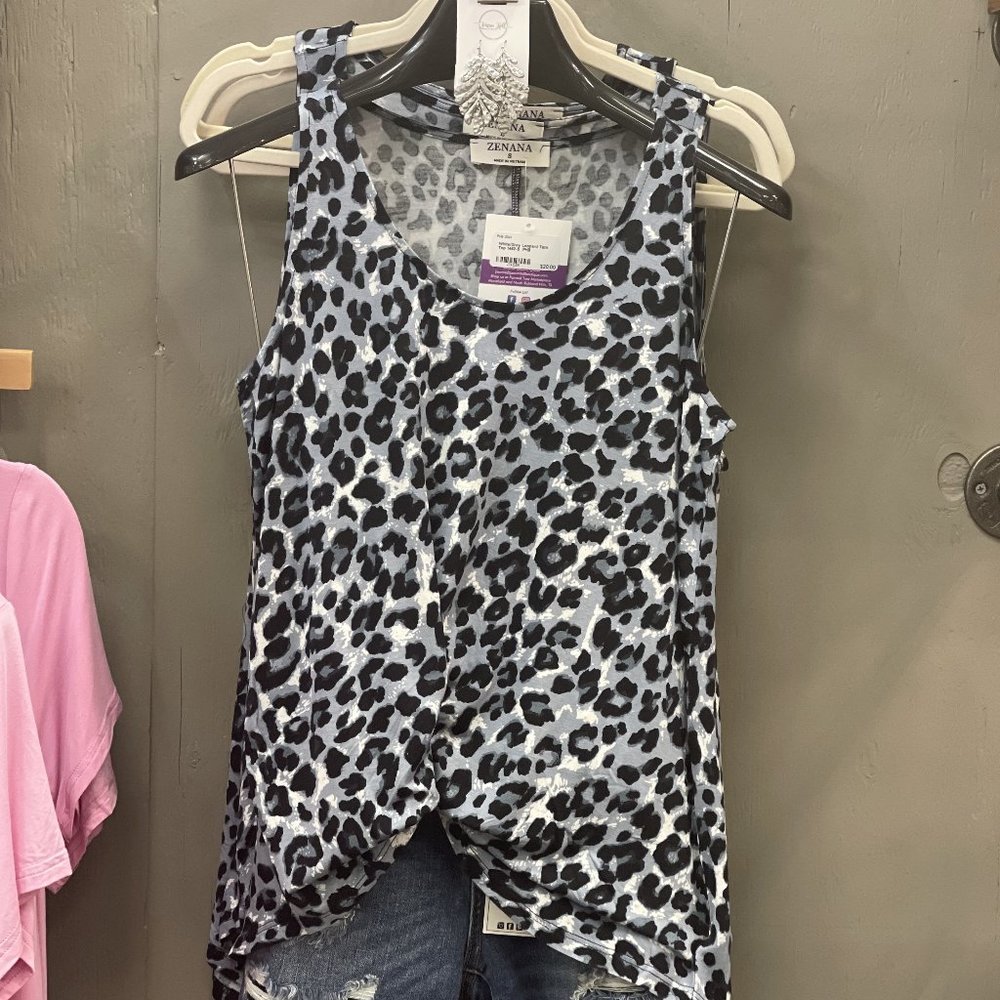White and Gray Animal Print Tank Top